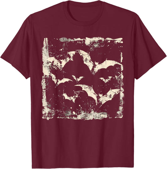 Bats Vampire Horror Spooky Scary Halloween Goth Aesthetic T-Shirt - T-Shirt | Maroon