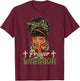 Sayings Prayer Warrior Black Woman Afro Christian Praying T-Shirt - T-Shirt | Maroon