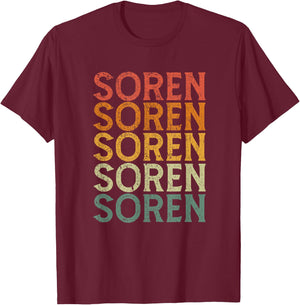 Retro Custom First Name Soren T-Shirt - T-Shirt | Maroon
