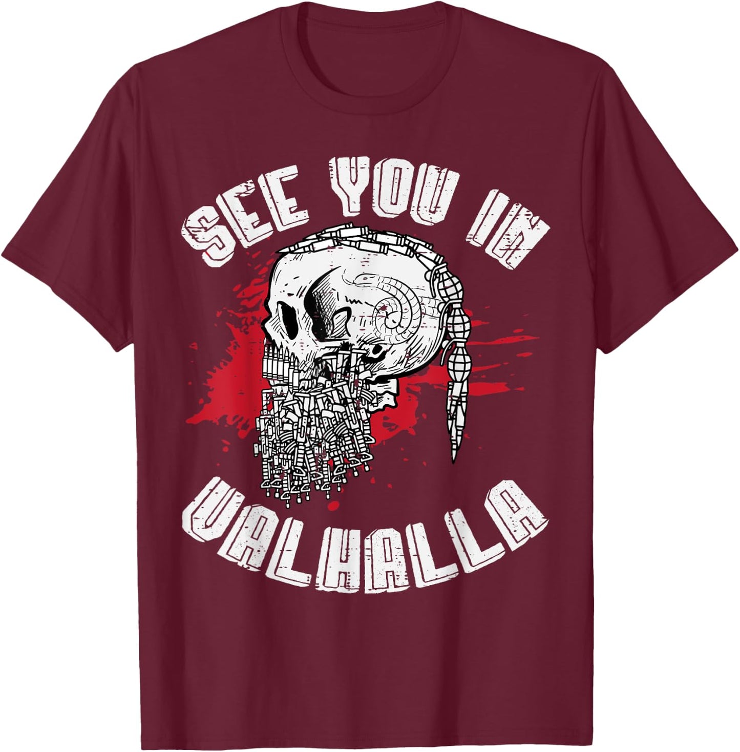 Viking See You In Valhalla Norse Mythology Men Boys Kids T-Shirt - T-Shirt | Maroon