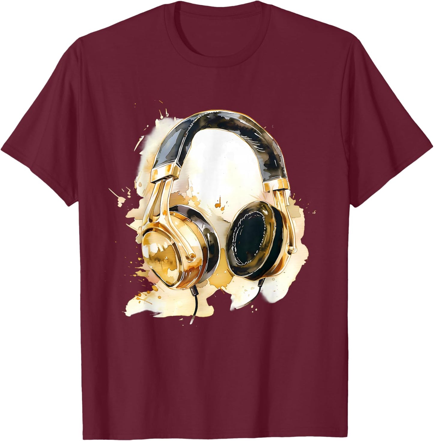 Headphones Music DJ Beatmaker Artwork Splash Dance Music T-Shirt - T-Shirt | Maroon