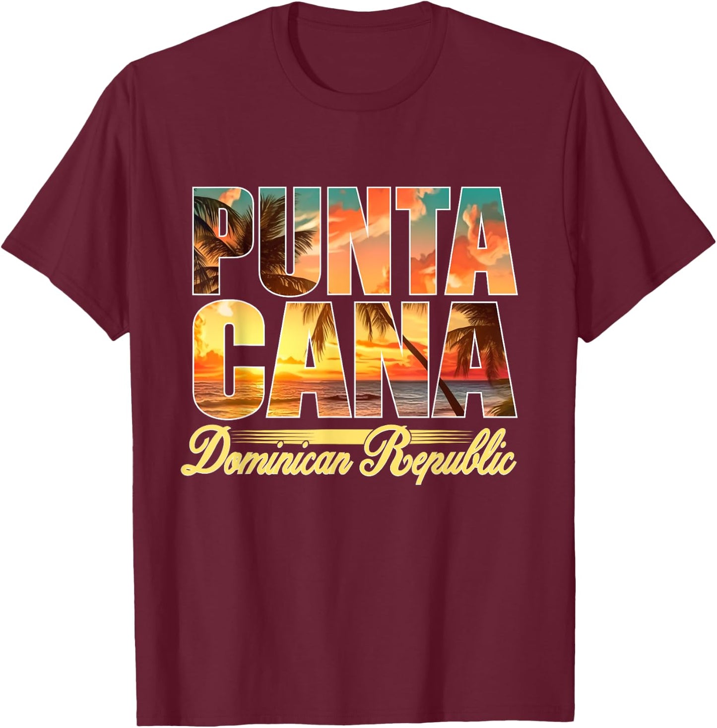 Punta Cana Sunset Beach Shirt Dominican Republic Vacation Women Girls Kids T-Shirt - T-Shirt | Maroon