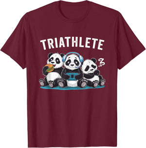 Triathlete Panda Headset Console Nerd Gaming Gadget Gamer T-Shirt - T-Shirt | Maroon