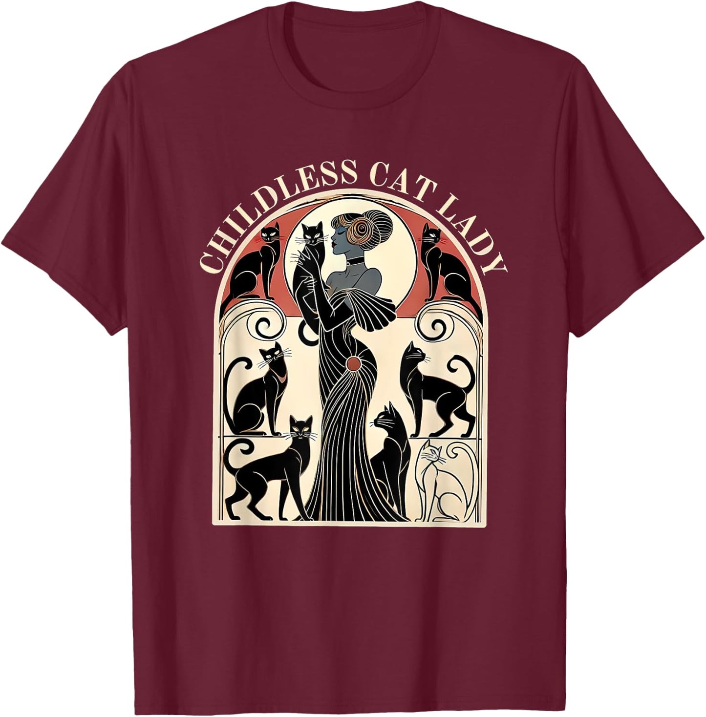 Childless Cat Ladies Cat Karma Retro Funny T-Shirt - T-Shirt | Maroon