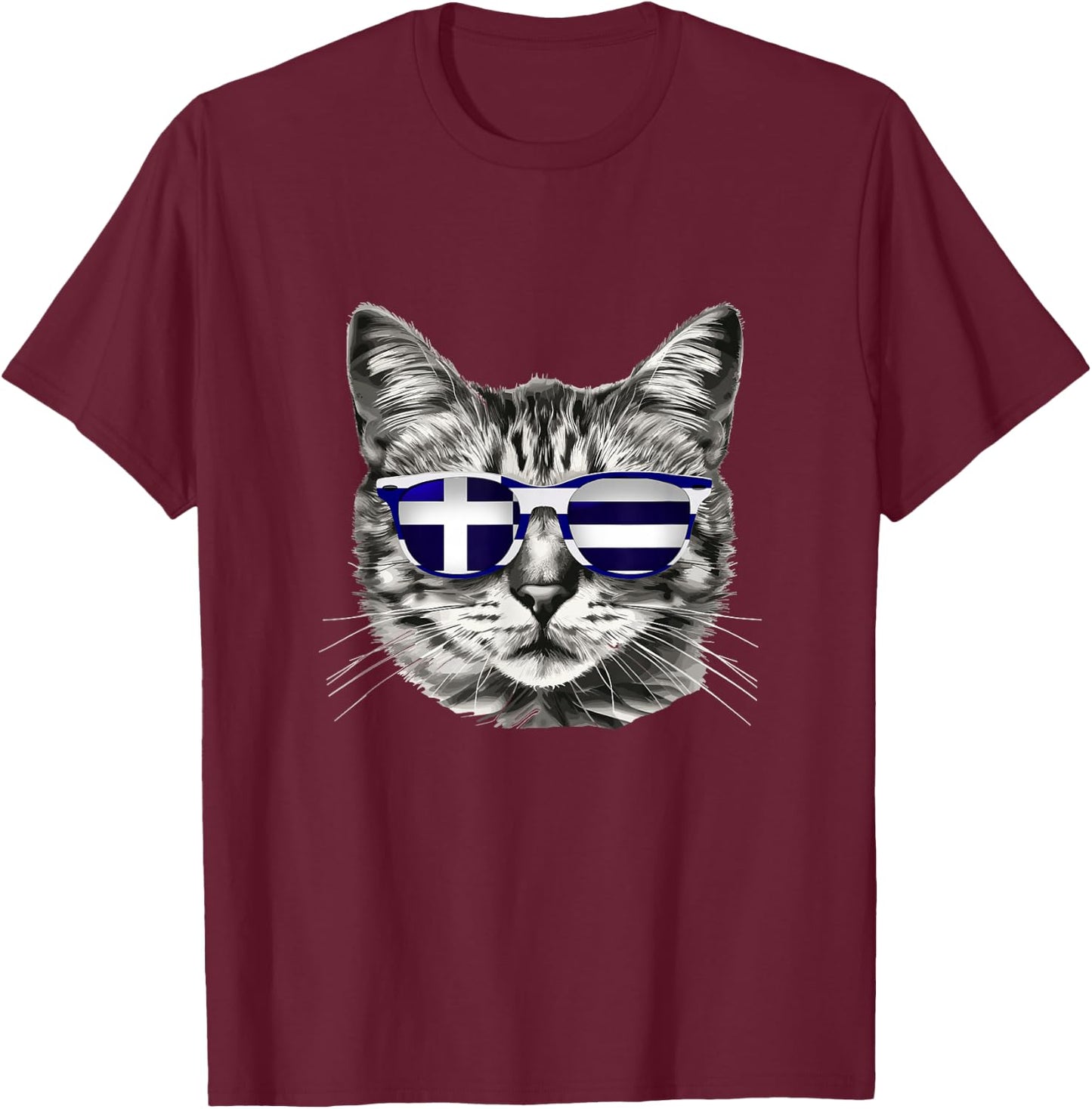 Greek Flag Cat Owner Souvenirs Products Kitten Greece T-Shirt - T-Shirt | Maroon
