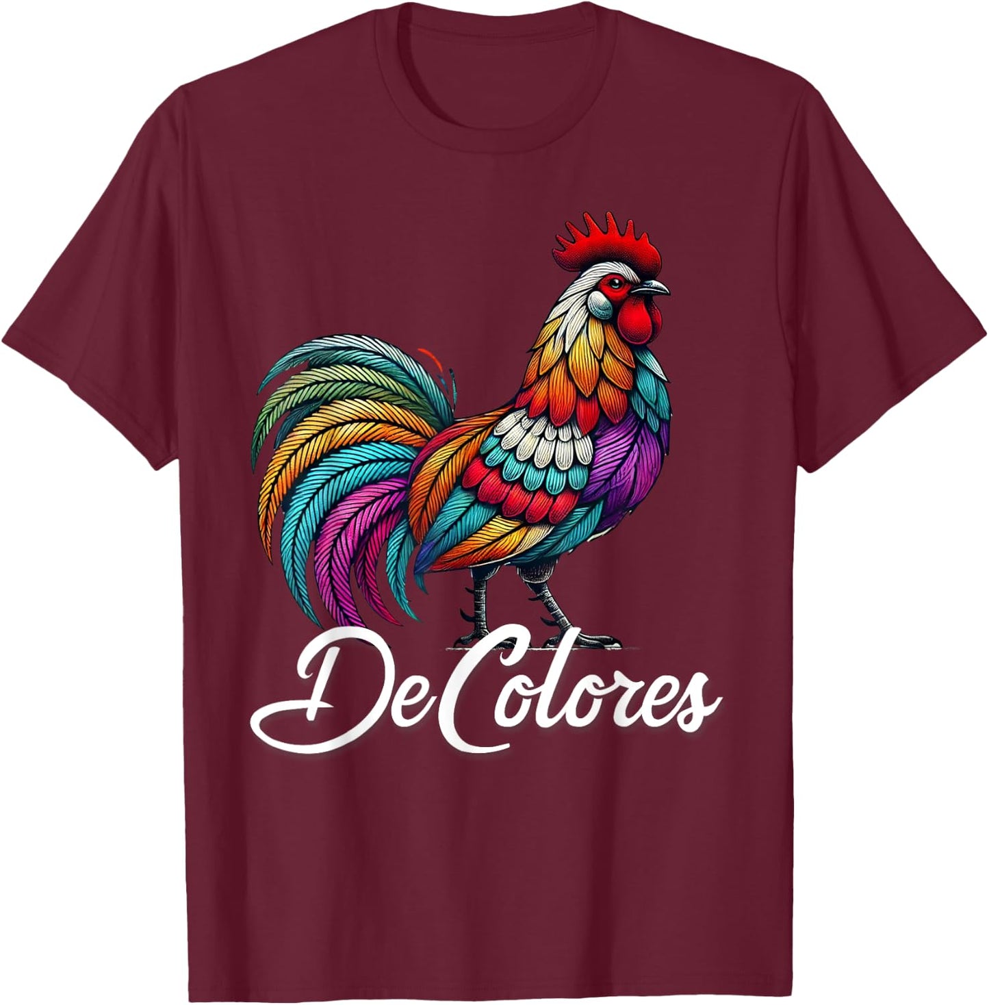 DeColores Cursillo Rainbow Rooster Catholic T-Shirt - T-Shirt | Maroon