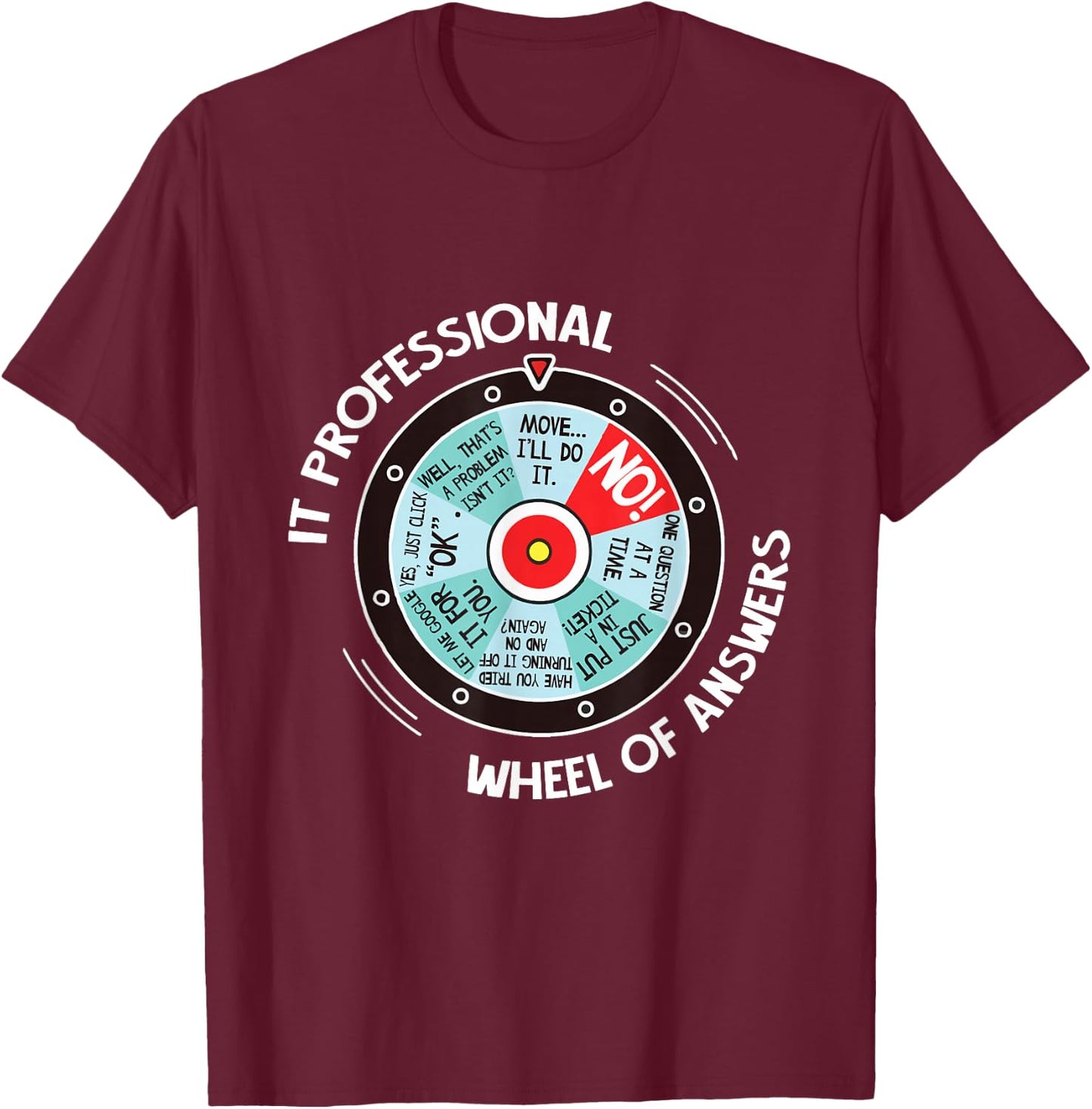 IT Professional Wheel of Answers - Funny IT Tech Check List Small T-Shirt - T-Shirt | Maroon