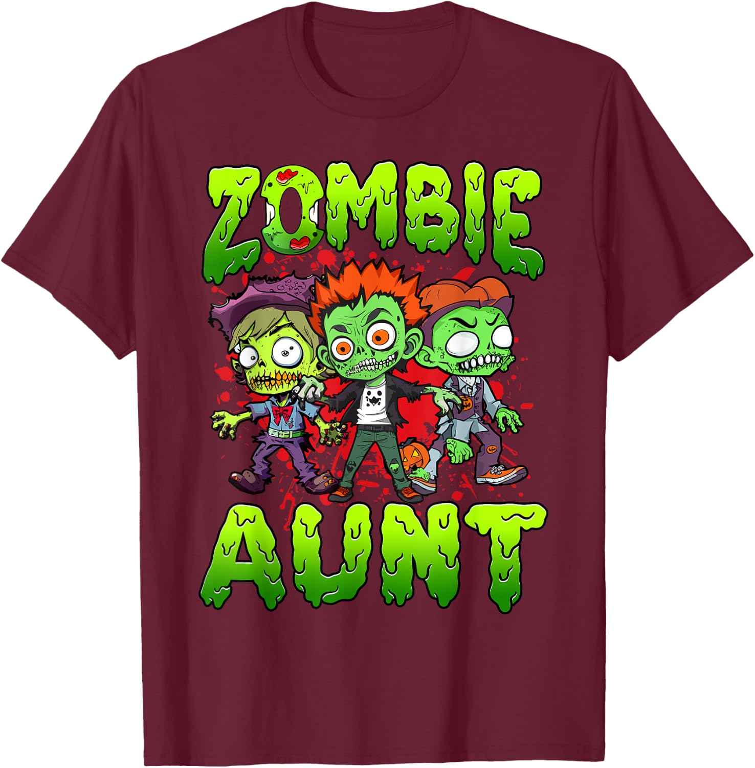Zombie Aunt Halloween Costume Family Matching T-Shirt - T-Shirt | Maroon