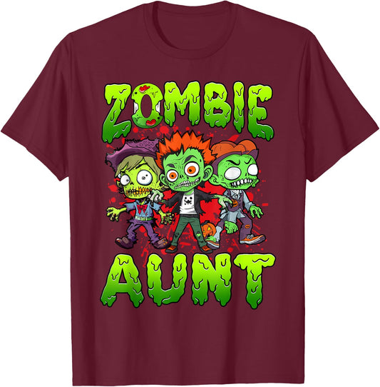 Zombie Aunt Halloween Costume Family Matching T-Shirt - T-Shirt | Maroon
