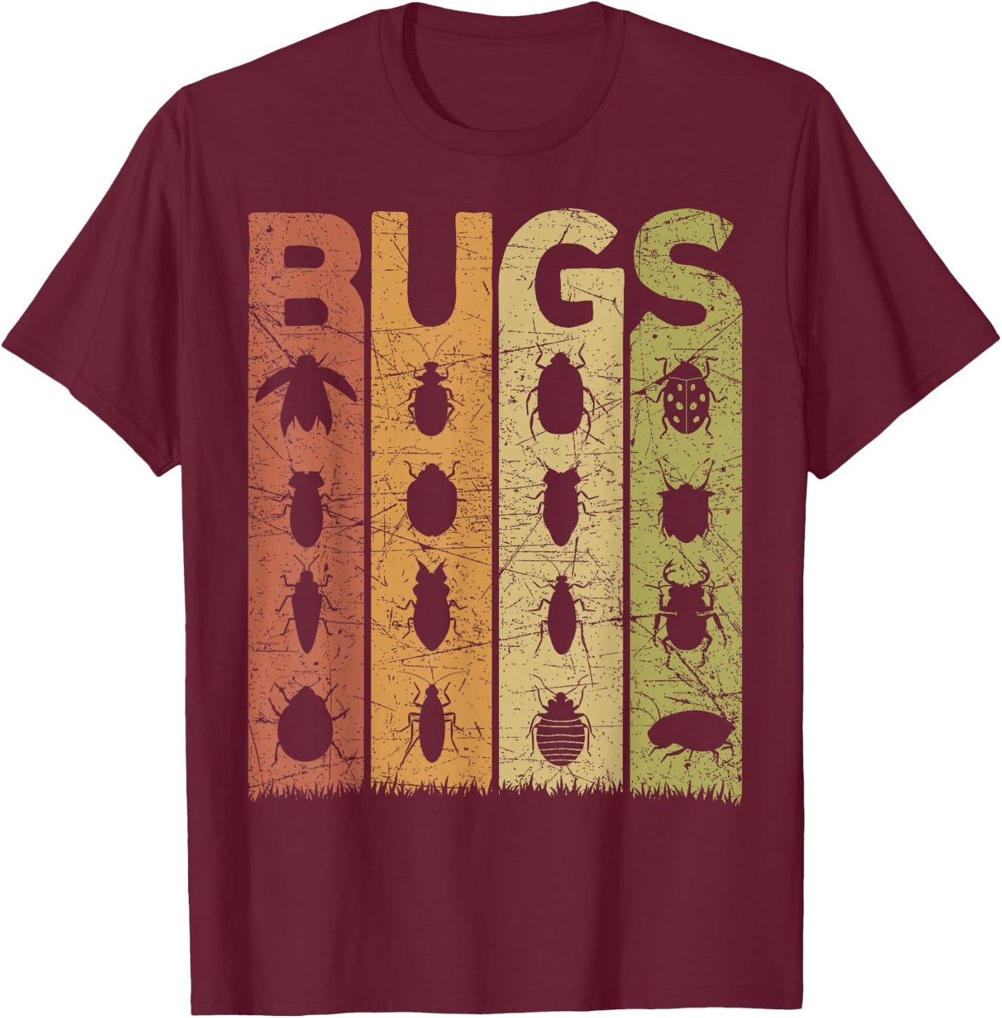 Bugs Vintage Insects Entomologist Retro Bugs T-Shirt - T-Shirt | Maroon
