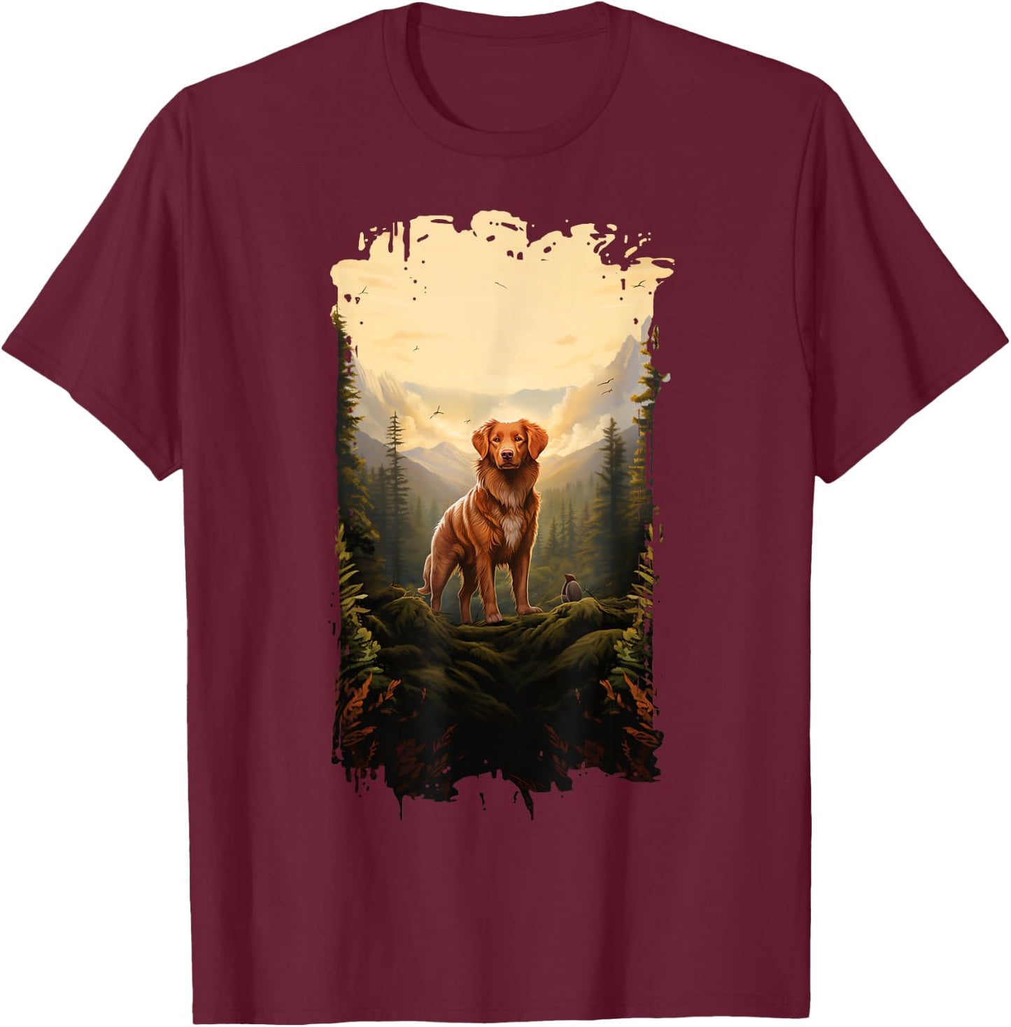 Nova Scotia Duck Tolling Retriever Toller Mountain Paw T-Shirt - T-Shirt | Maroon