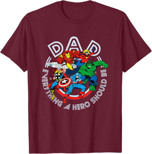 Marvel Comics Retro Classic Father's Day Avengers Hero Dad T-Shirt - T-Shirt | Maroon