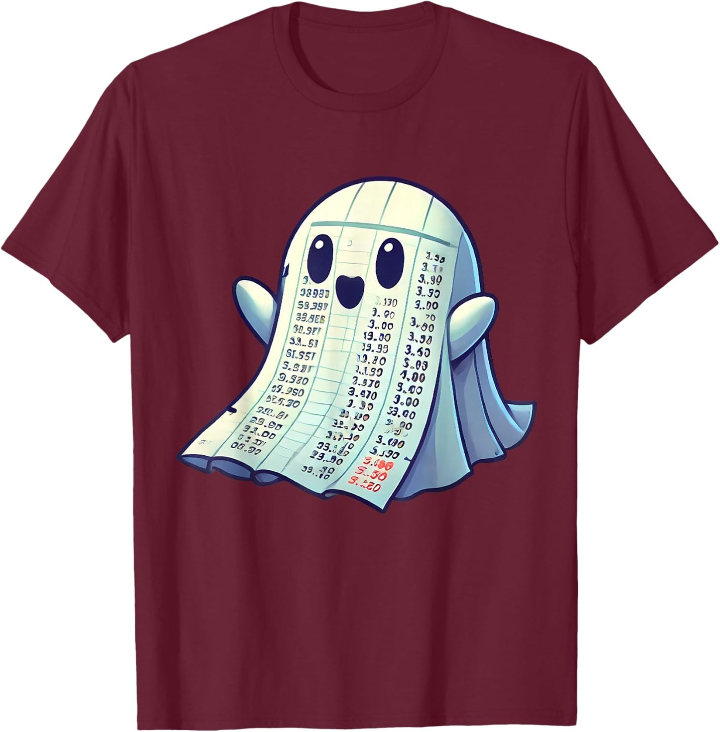 Accountant Halloween Costume Accounting Ghost Spreadsheet T-Shirt - T-Shirt | Maroon