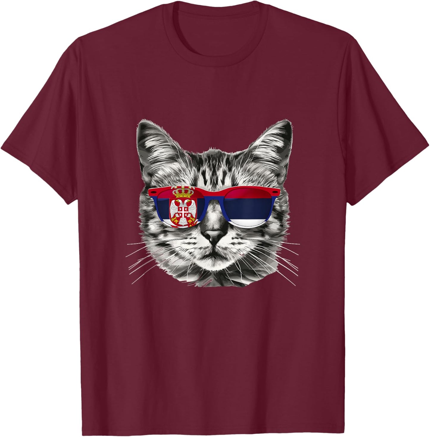 Serbian Flag Cat Owner Souvenirs Products Kitten Serbia T-Shirt - T-Shirt | Maroon