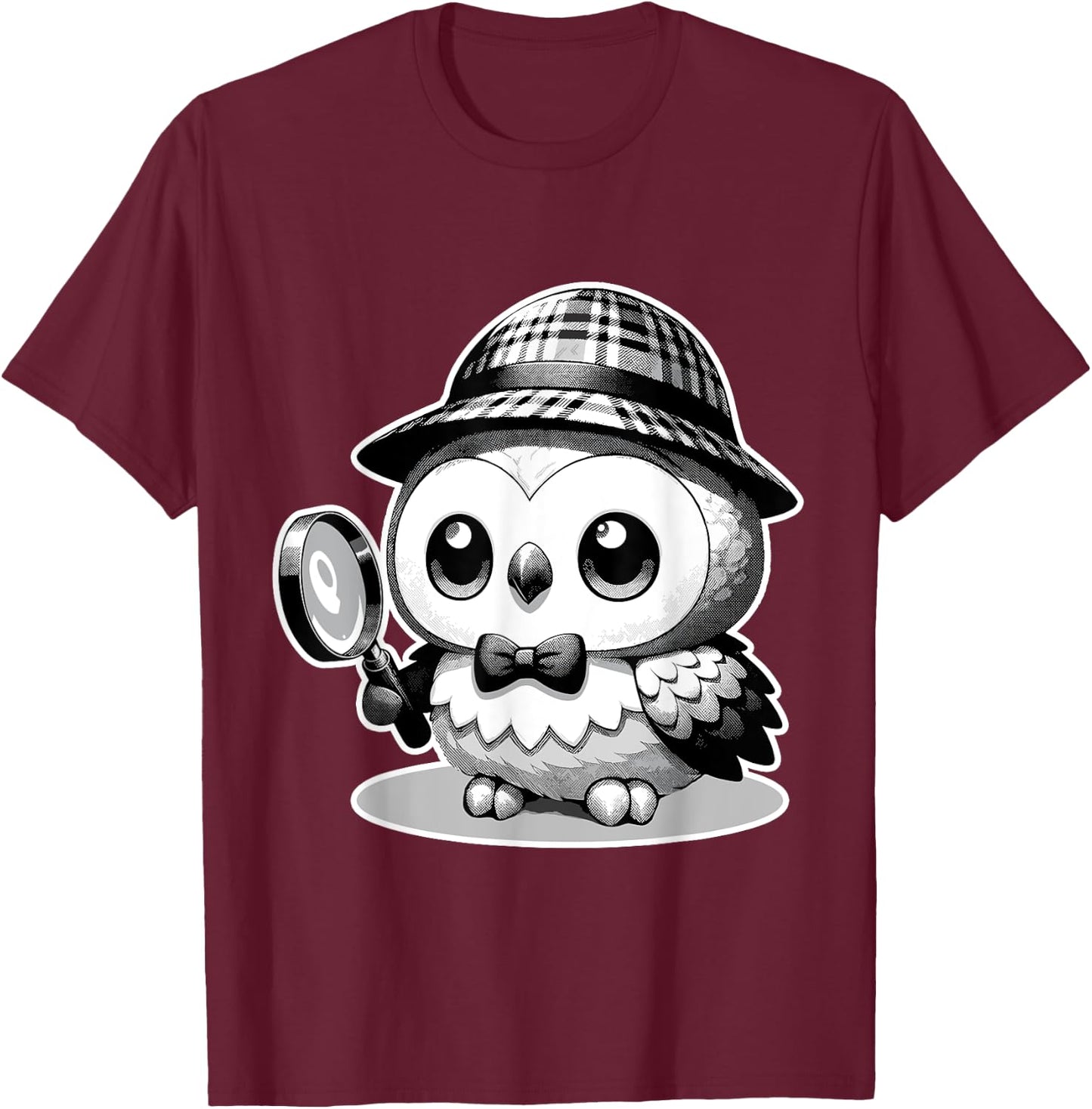 Bird Owl Detective - Detective Wisdom - Sleuths Owl T-Shirt - T-Shirt | Maroon