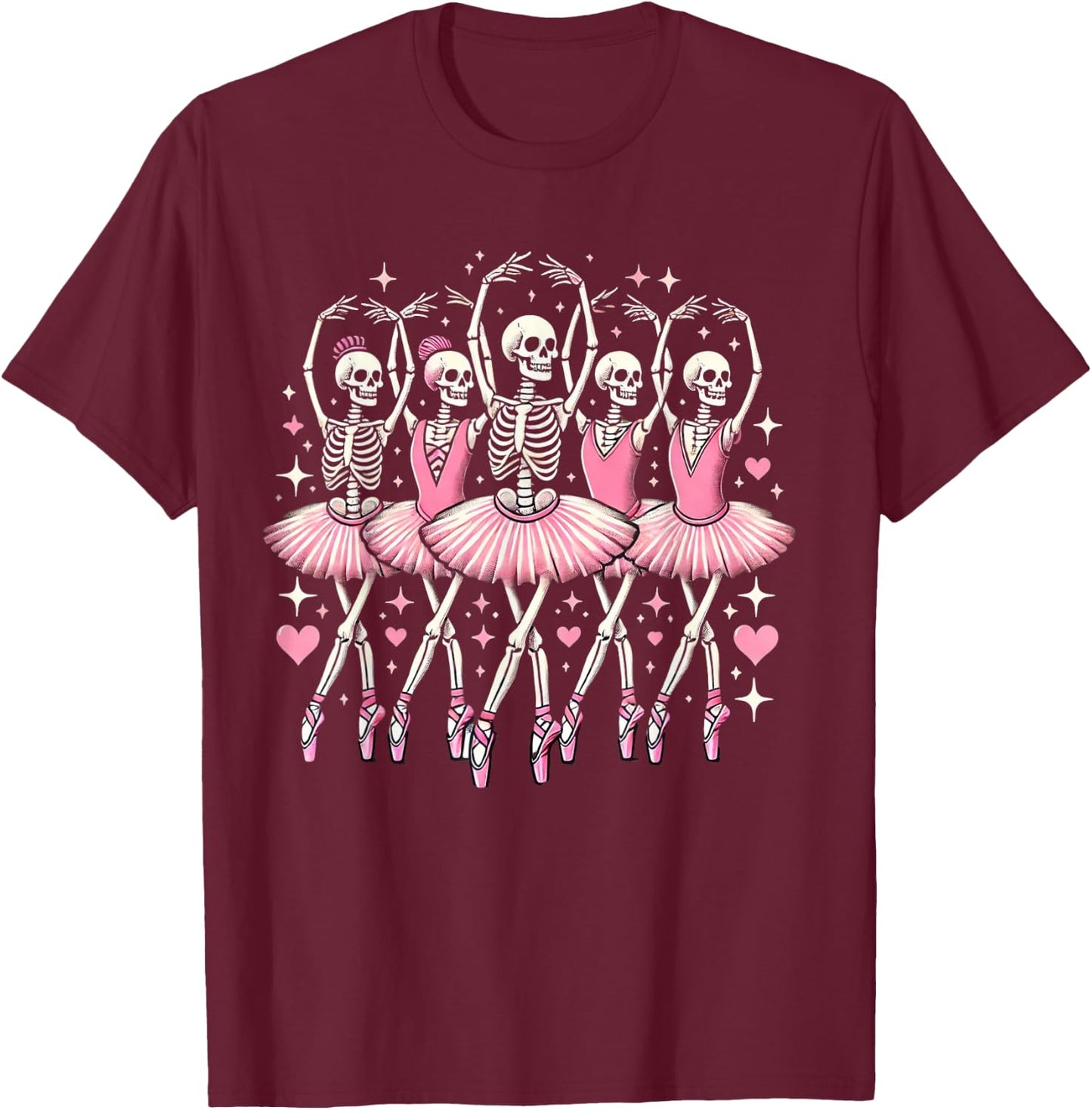 Spooky Ballerina Skeleton Dance Funny Halloween Ballet T-Shirt - T-Shirt | Maroon