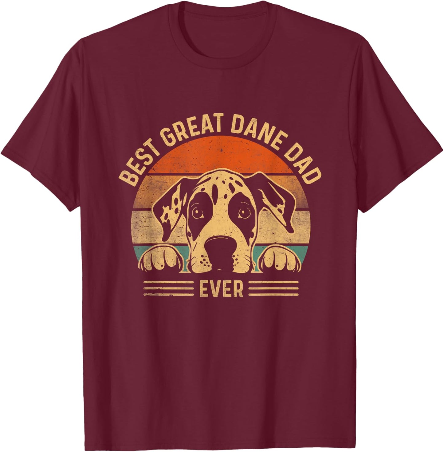 Best Great Dane Dad Ever Retro Fur Dad Fathers Day T-Shirt - T-Shirt | Maroon