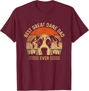 Best Great Dane Dad Ever Retro Fur Dad Fathers Day T-Shirt - T-Shirt | Maroon