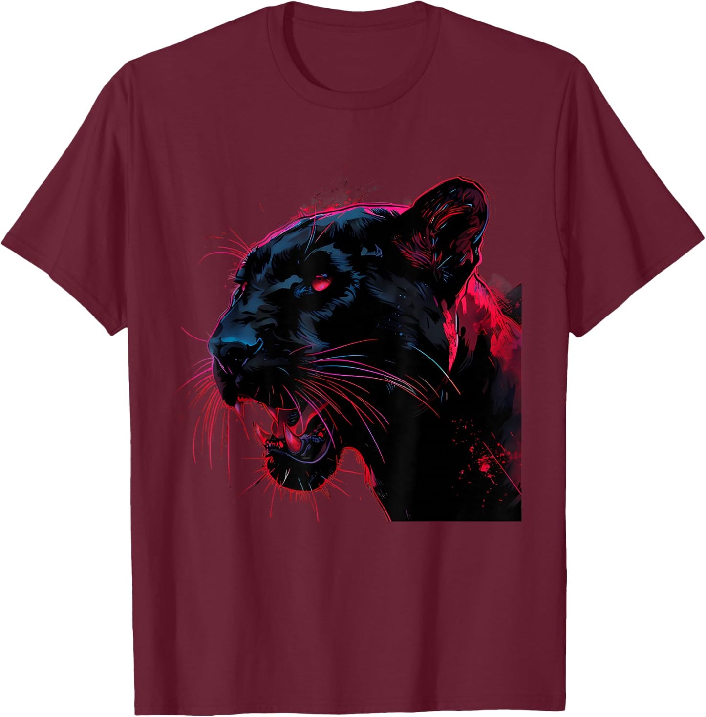 Panther Motif Panther Lover Animal Art Drawing Portrait T-Shirt - T-Shirt | Maroon