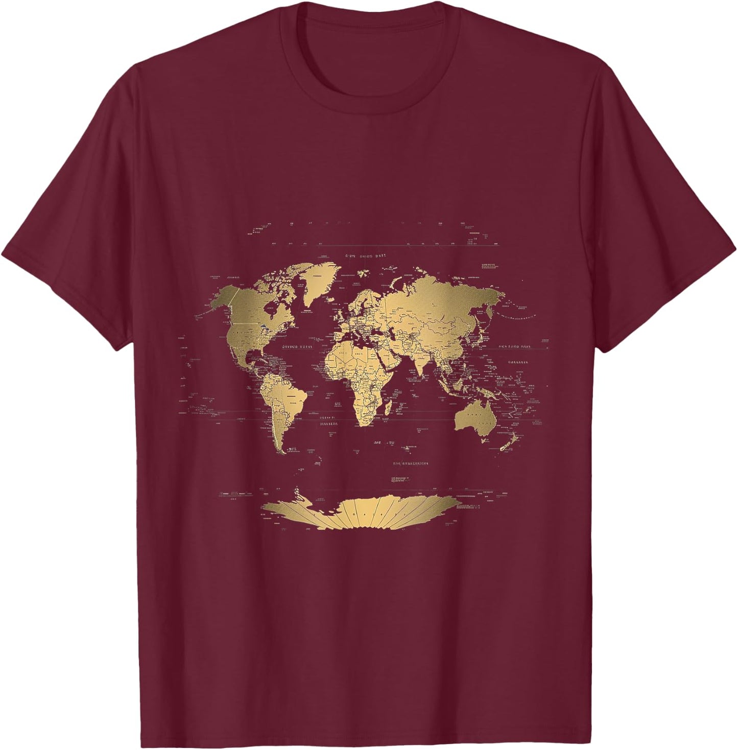 Retro World Map T-Shirt - T-Shirt | Maroon