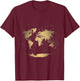 Retro World Map T-Shirt - T-Shirt | Maroon