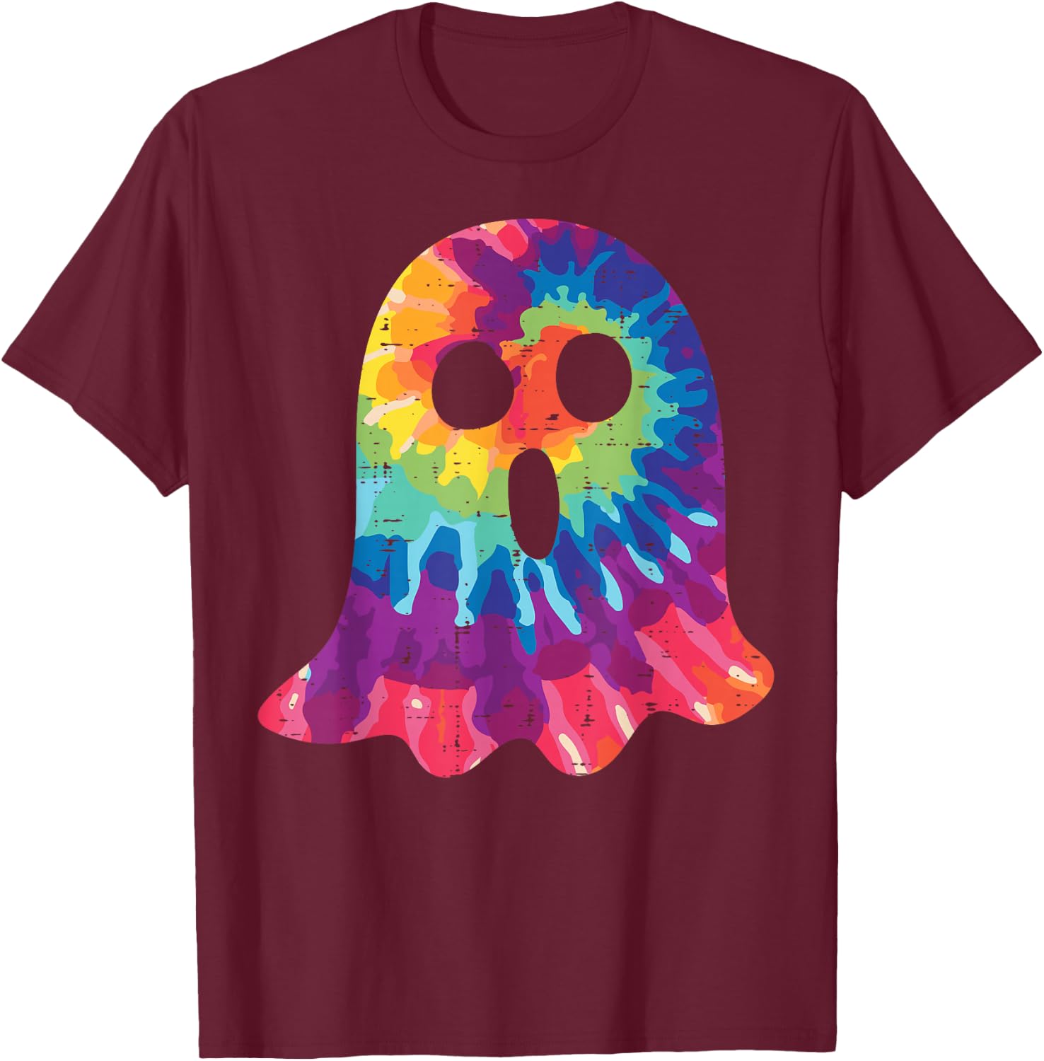 Halloween Ghost Tie Dye Retro Hippie Costume Men Women Kids T-Shirt - T-Shirt | Maroon