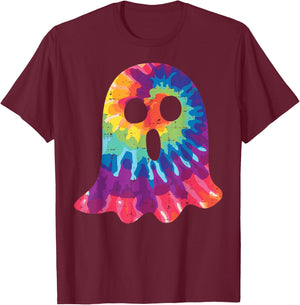 Halloween Ghost Tie Dye Retro Hippie Costume Men Women Kids T-Shirt - T-Shirt | Maroon