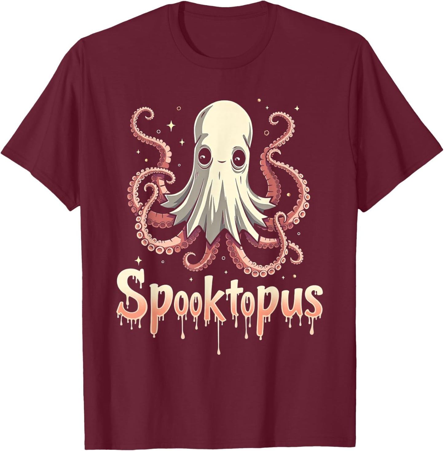 Spooktopus Funny Octopus Spooky Halloween Ghost T-Shirt - T-Shirt | Maroon