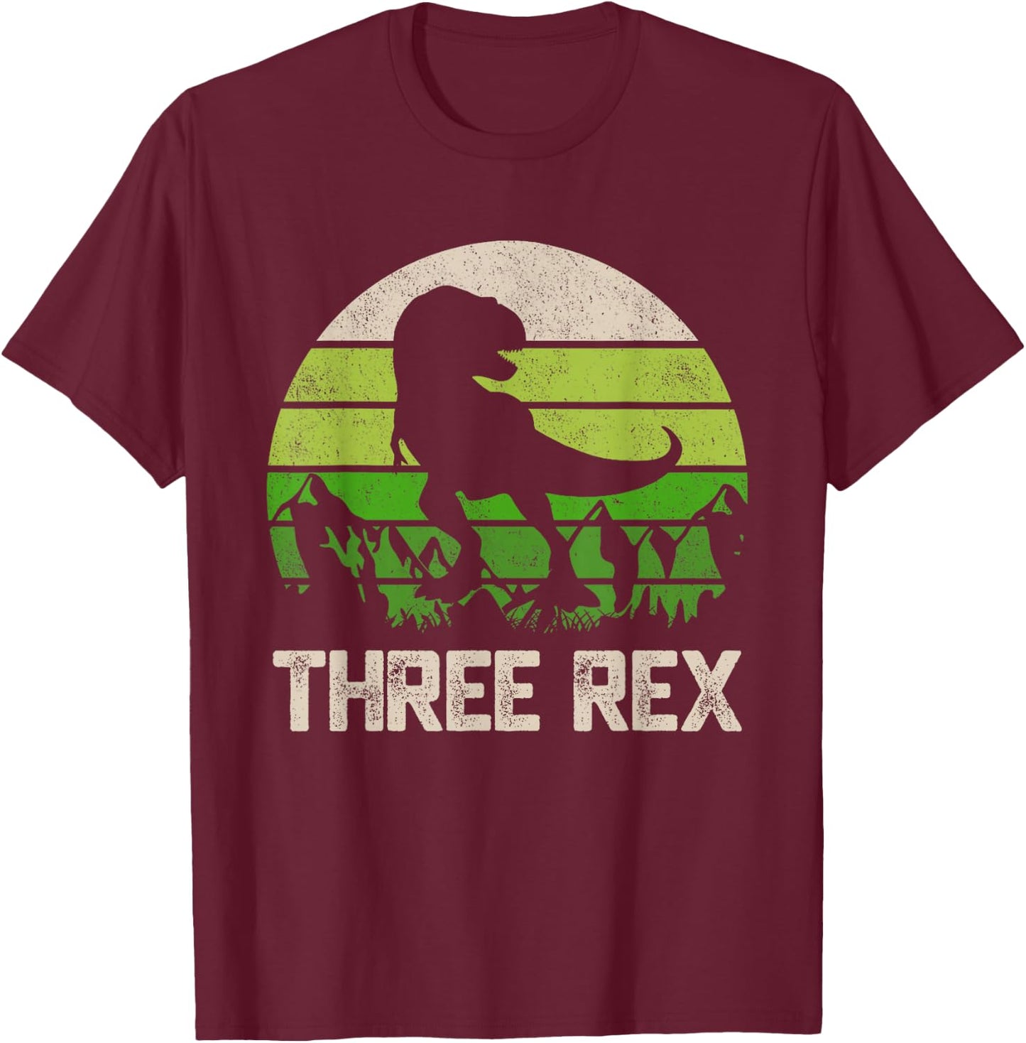3 Year Old Shirt 3rd Birthday Three Rex Kids T-Shirt - T-Shirt | Maroon