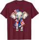 Elephant 4th of July American Flag Elephant Animal Patriotic T-Shirt - T-Shirt | Maroon
