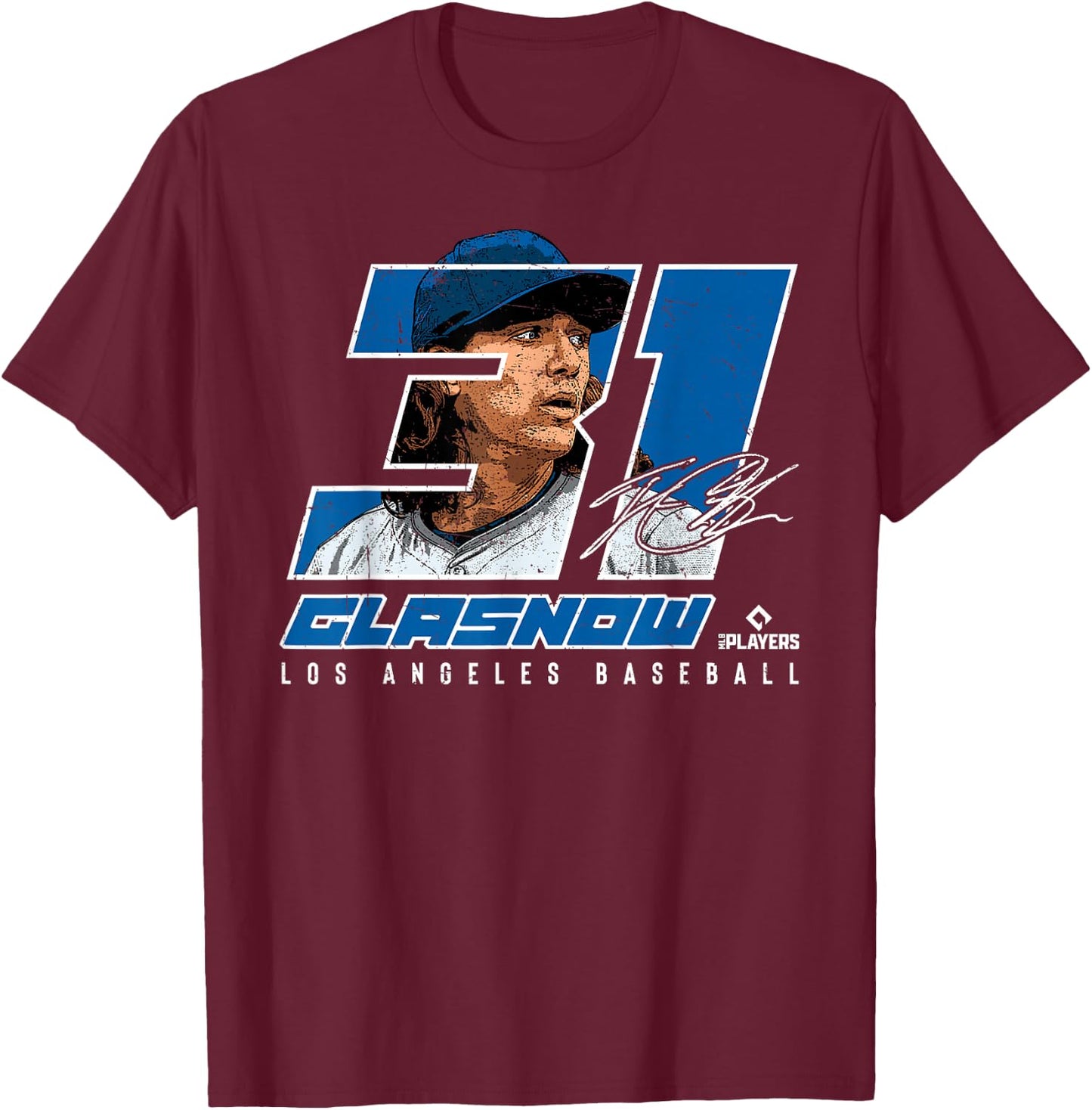 Silhouette Tyler Glasnow Los Angeles MLBPA T-Shirt - T-Shirt | Maroon