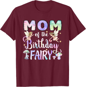 Mom of The Birthday Fairy Little Girl Magical Family T-Shirt - T-Shirt | Maroon