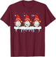 3 Christmas Gnome With Pickleball Christmas Lights T-Shirt - T-Shirt | Maroon