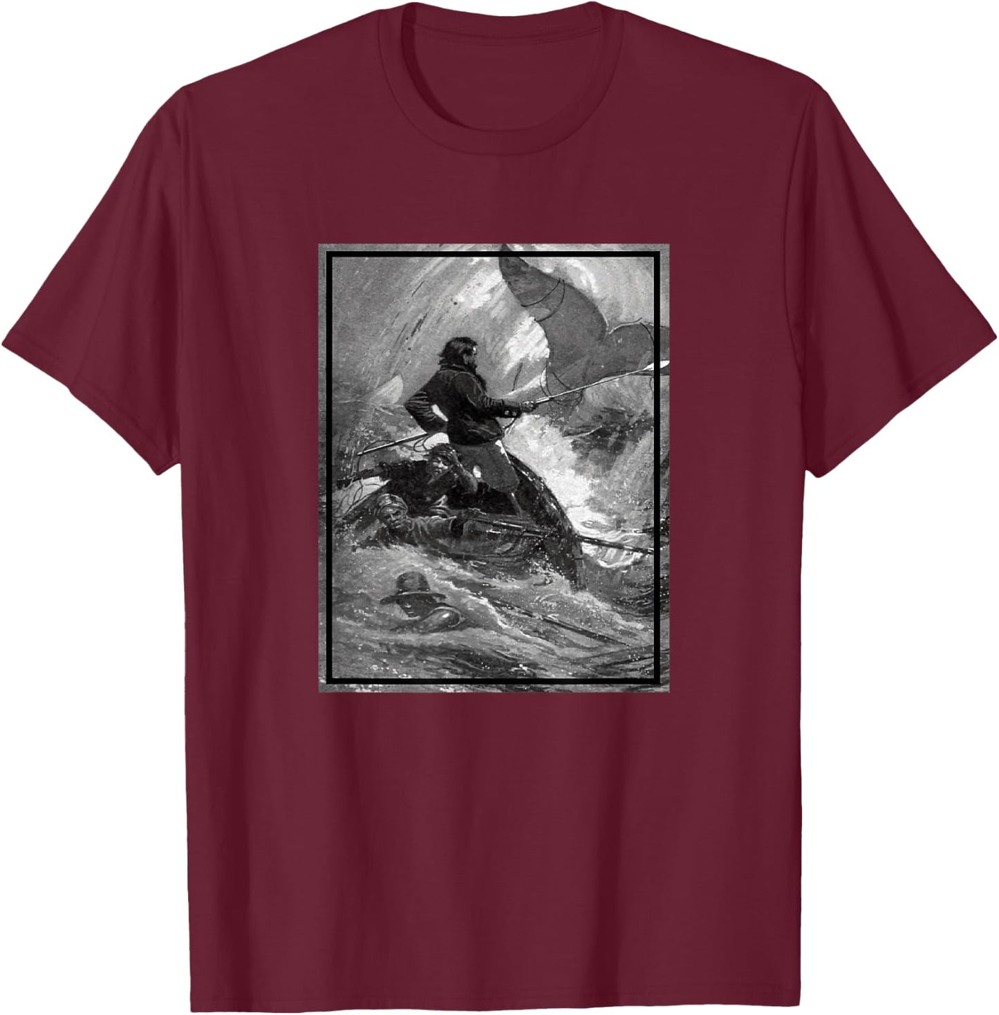 Captain Ahab in His Final Chase with Moby Dick (1902) T-Shirt - T-Shirt | Maroon