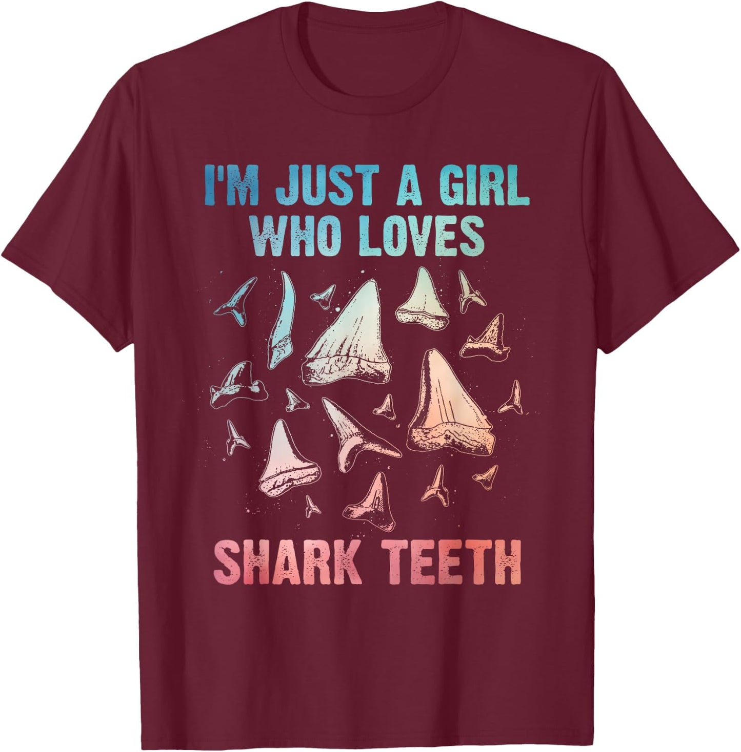 Cool Shark Teeth Art For Girls Women Fossil Megalodon Tooth T-Shirt - T-Shirt | Maroon