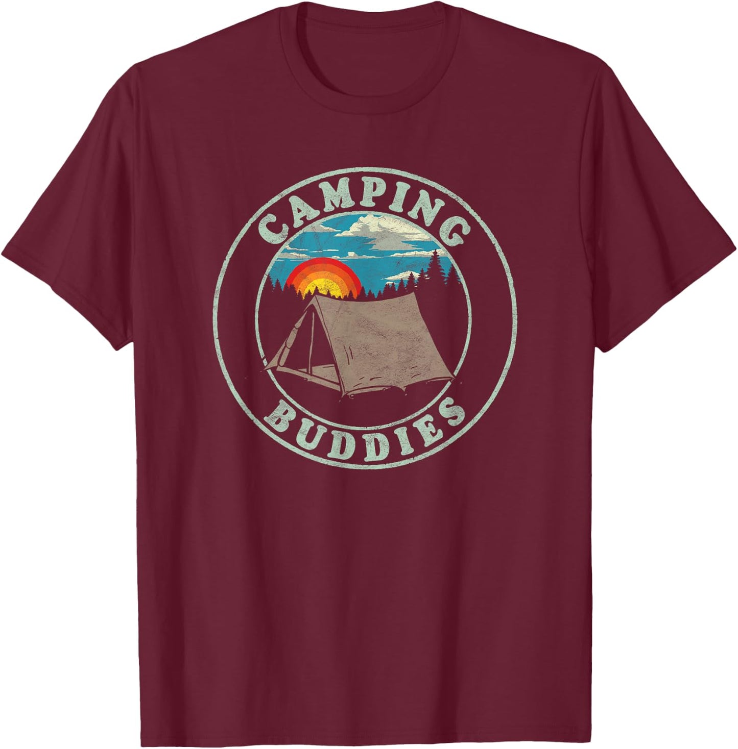 Camping Buddies! Funny Retro Shirt for Camper Friends T-Shirt - T-Shirt | Maroon
