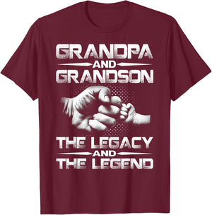 Grandpa And Grandson The Legend And The Legacy T-Shirt - T-Shirt | Maroon