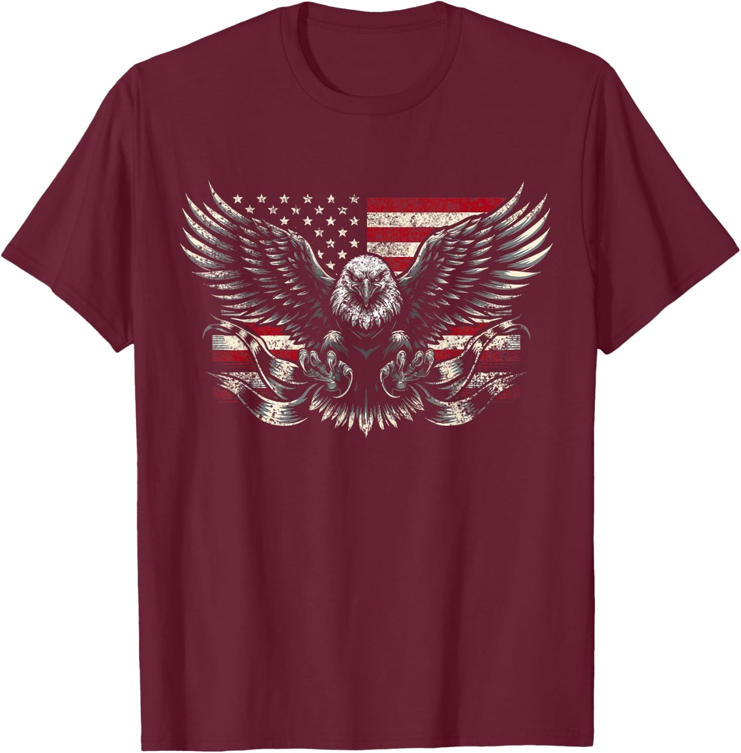 Bald Eagle Patriotic American Eagle T-Shirt - T-Shirt | Maroon