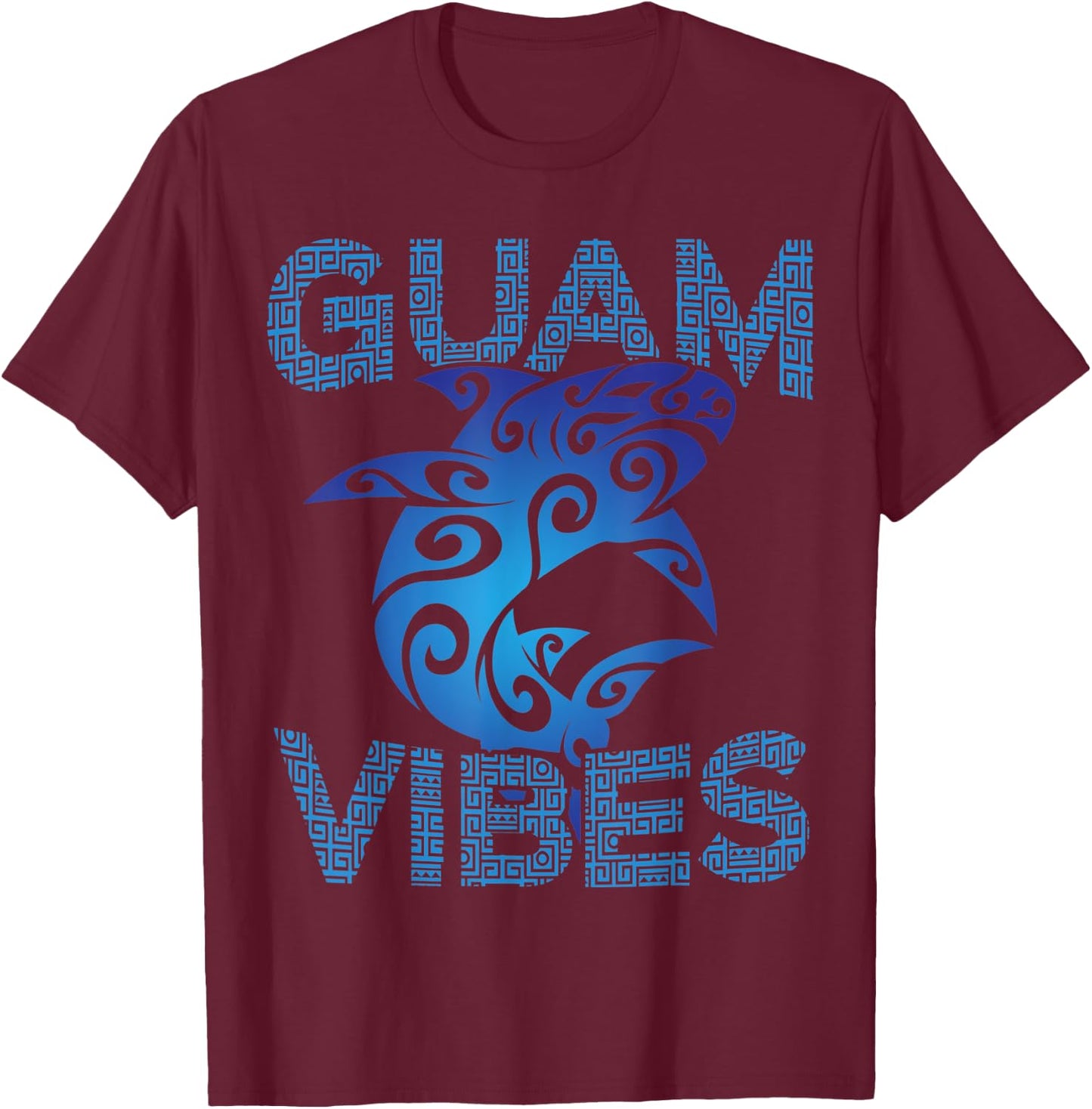 Tribal Shark Guam Vibes Vacation Ocean Tropical Island T-Shirt - T-Shirt | Maroon