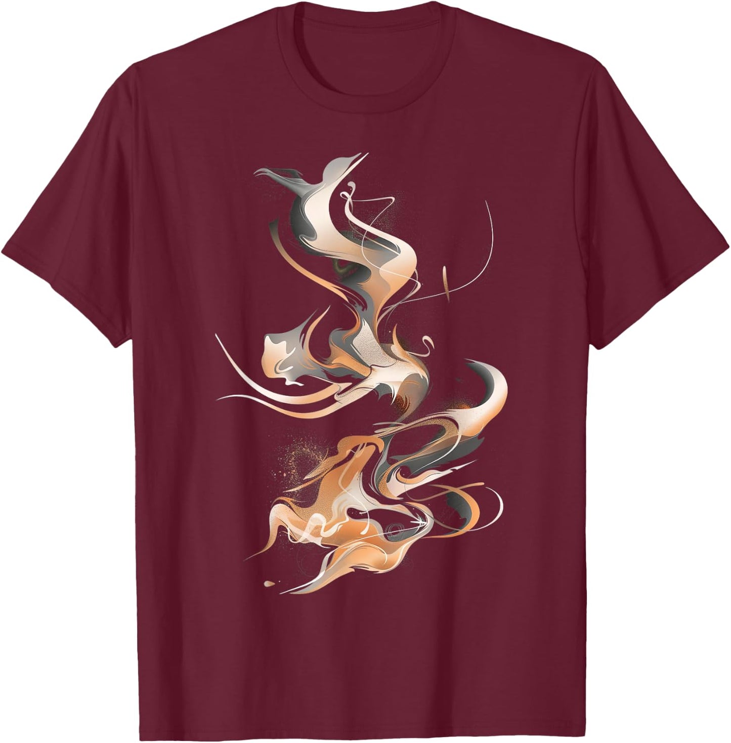Smoke Swirls In Orange And Black Graphic T-Shirt - T-Shirt | Maroon