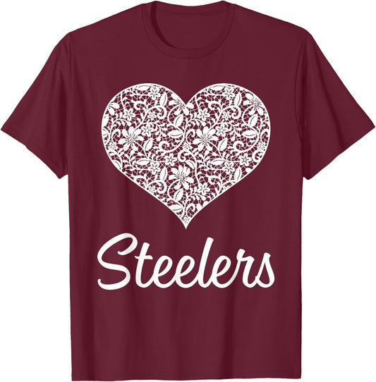 Steelers Fontana Lace Heart HS T-Shirt - T-Shirt | Maroon