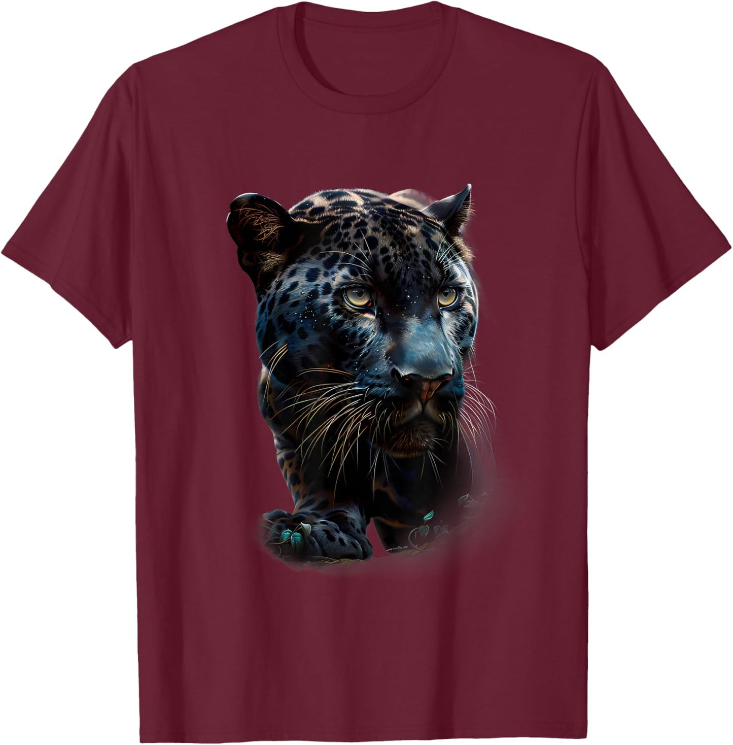 Panther Colourful Artwork Portrait Motif Panther Lover T-Shirt - T-Shirt | Maroon