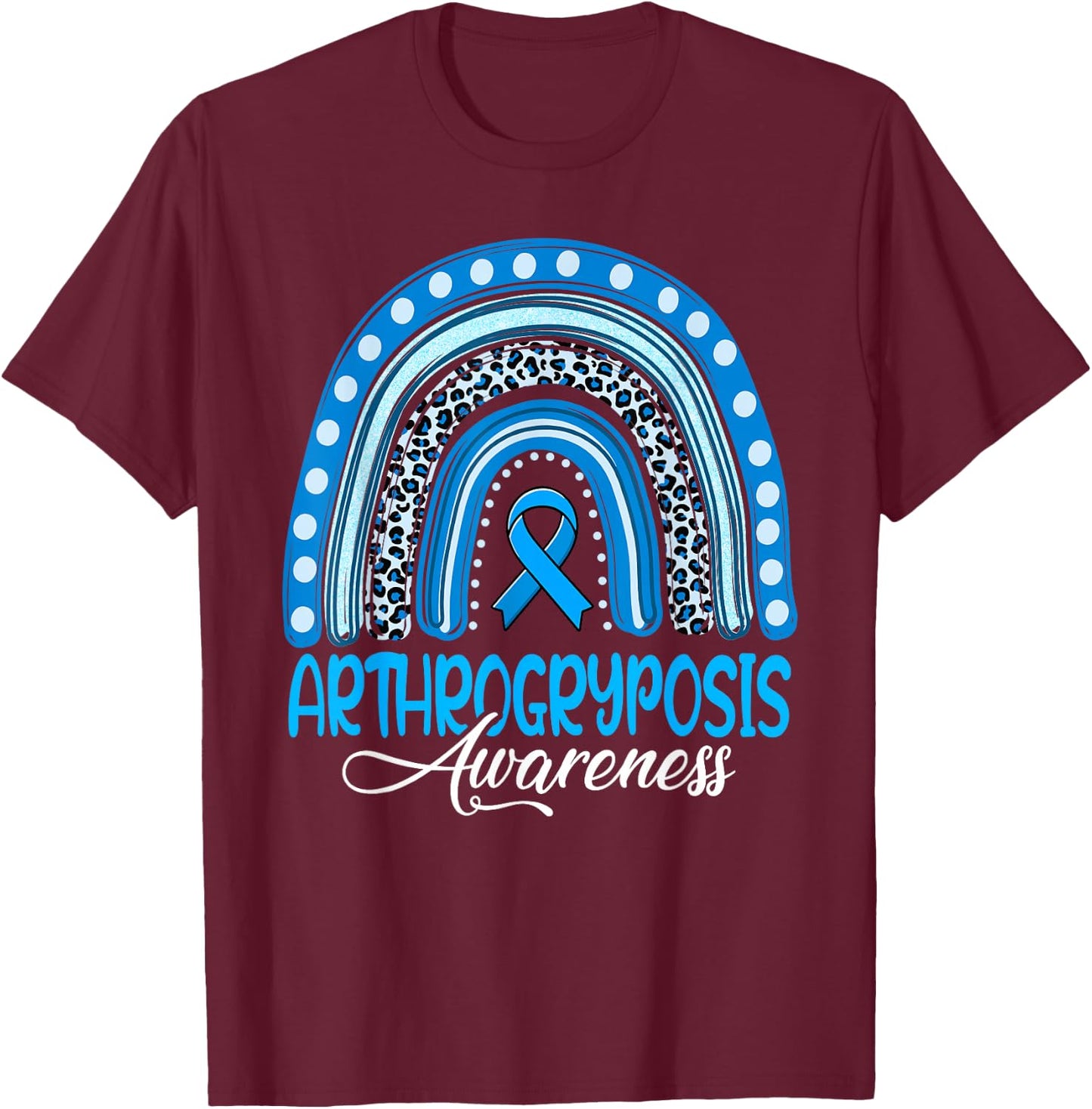 We Wear Blue Rainbow Arthrogryposis Awareness T-Shirt - T-Shirt | Maroon