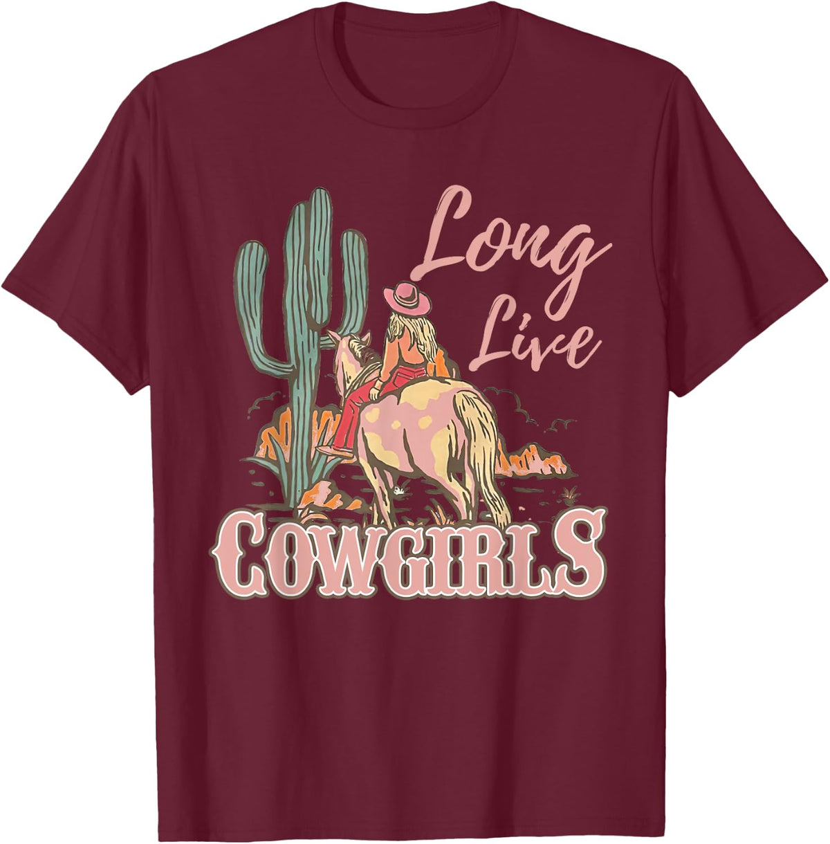 Long Live Howdy Rodeo Western Country Southern Cowgirls T-Shirt - T-Shirt | Maroon