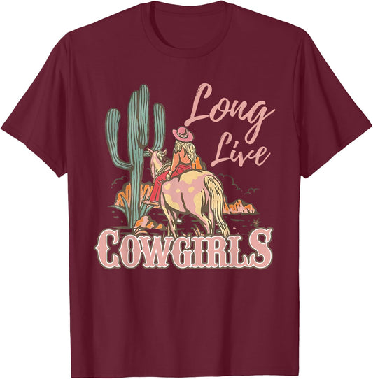Long Live Howdy Rodeo Western Country Southern Cowgirls T-Shirt - T-Shirt | Maroon