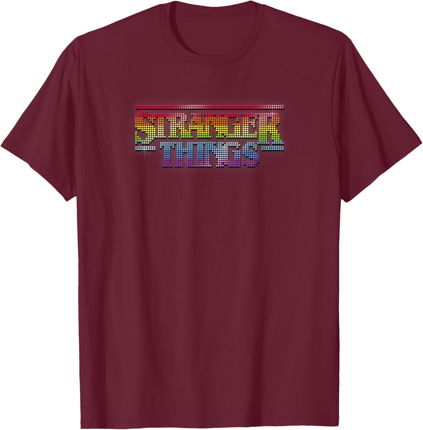 Stranger Things 4 Rainbow Pixel Sparkles T-Shirt - T-Shirt | Maroon