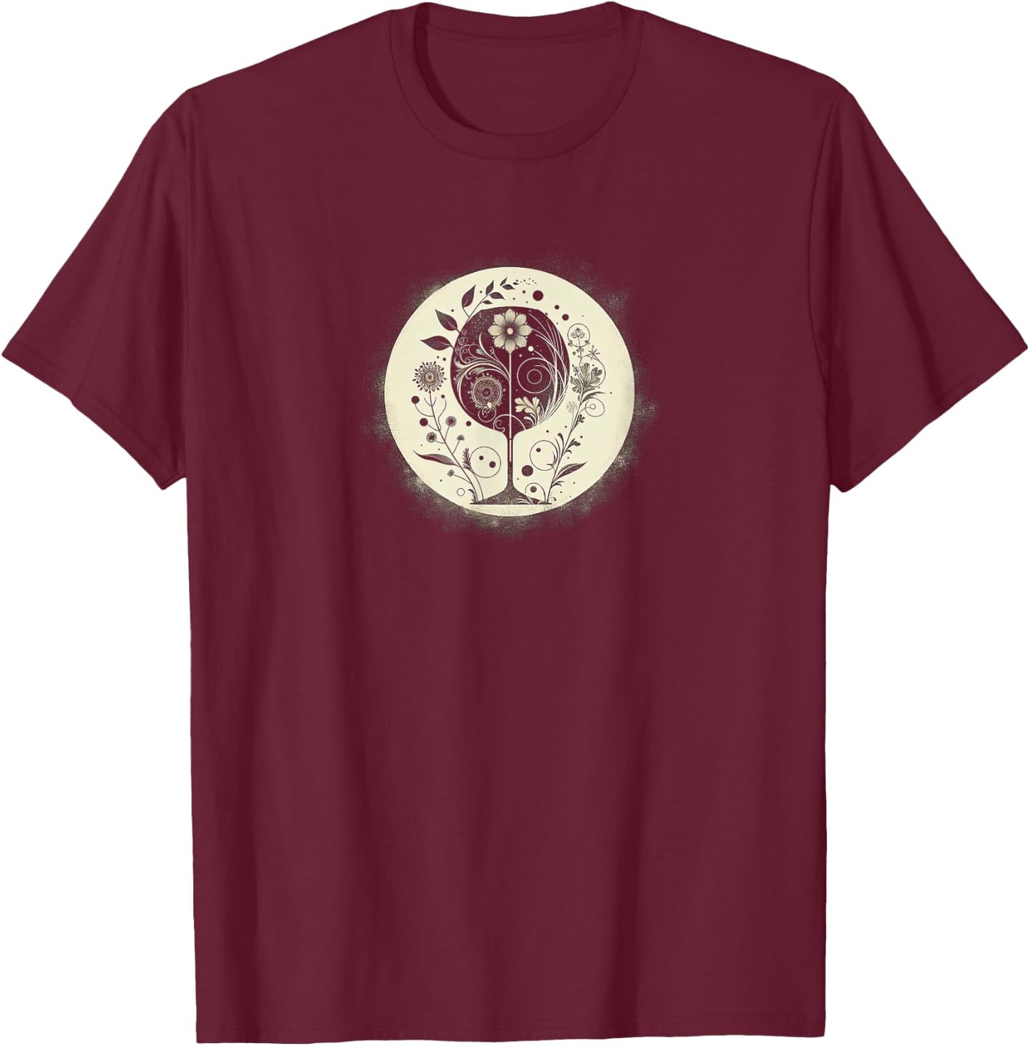 Elegant Wine Glass Silhouette T-Shirt - T-Shirt | Maroon
