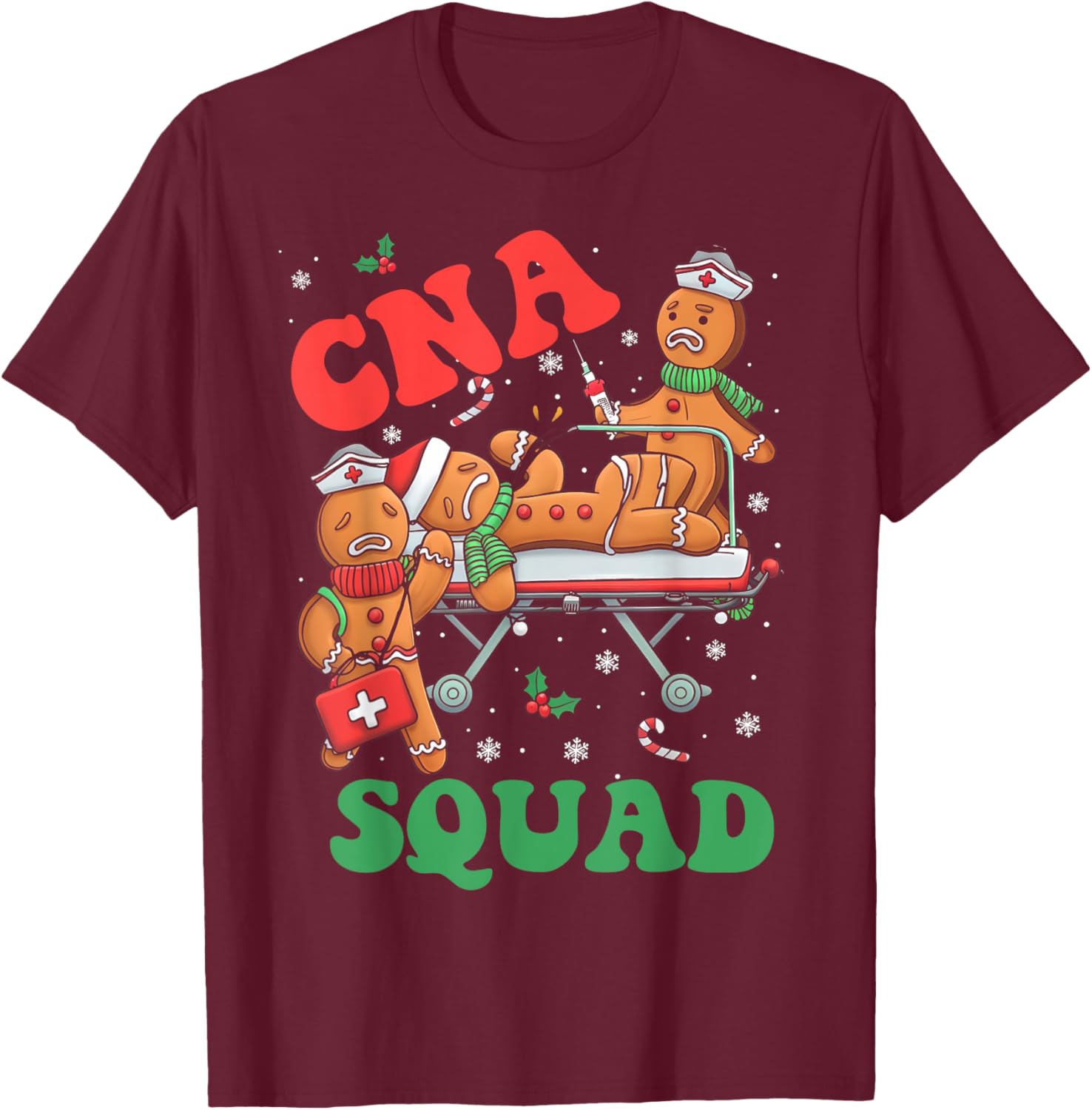 CNA Christmas Squad Christmas Shirt for Nursing Assistants T-Shirt - T-Shirt | Maroon