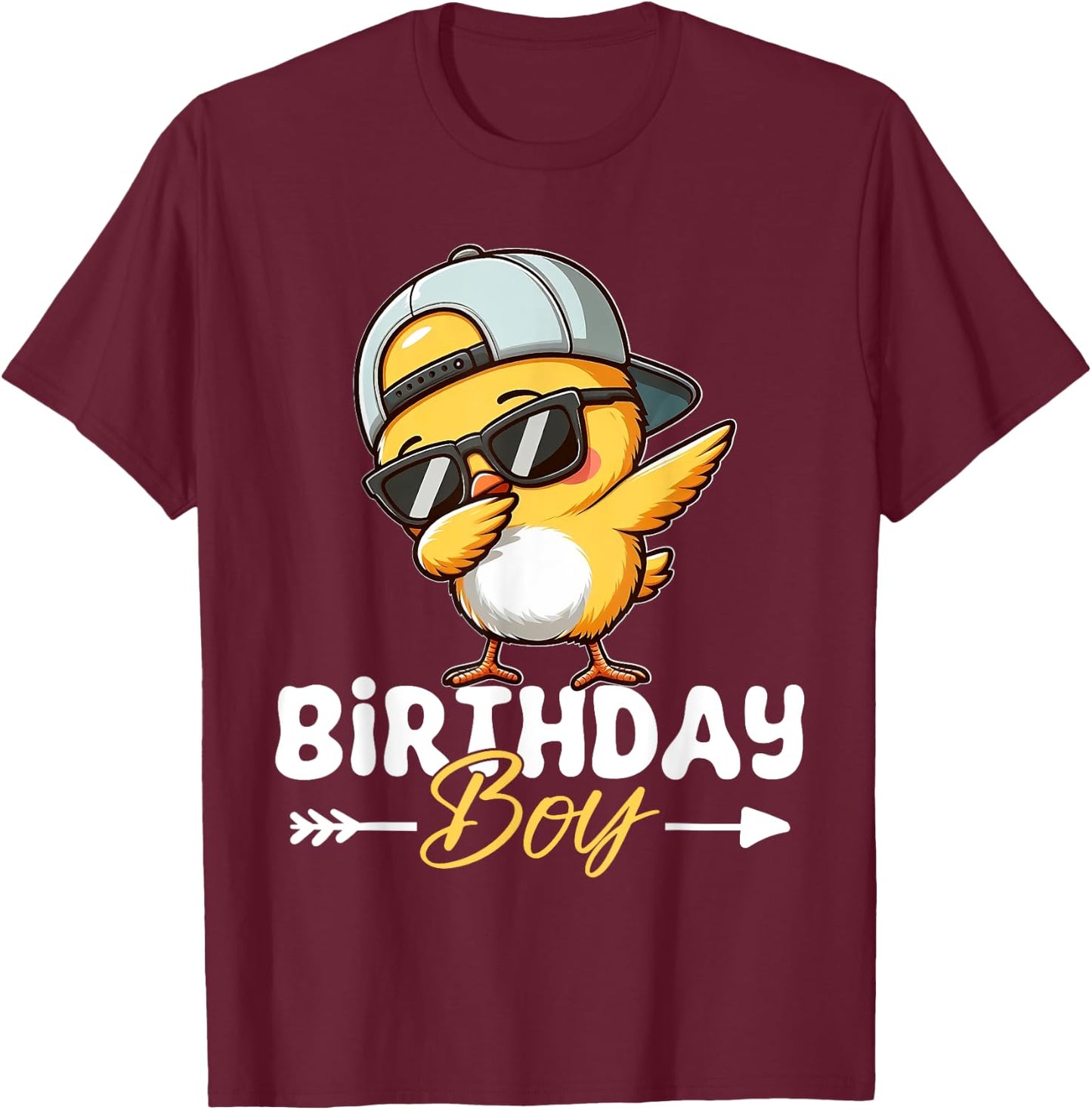 Cute Chicken Birthday Boy Dabbing Chicks Funny Party T-Shirt - T-Shirt | Maroon