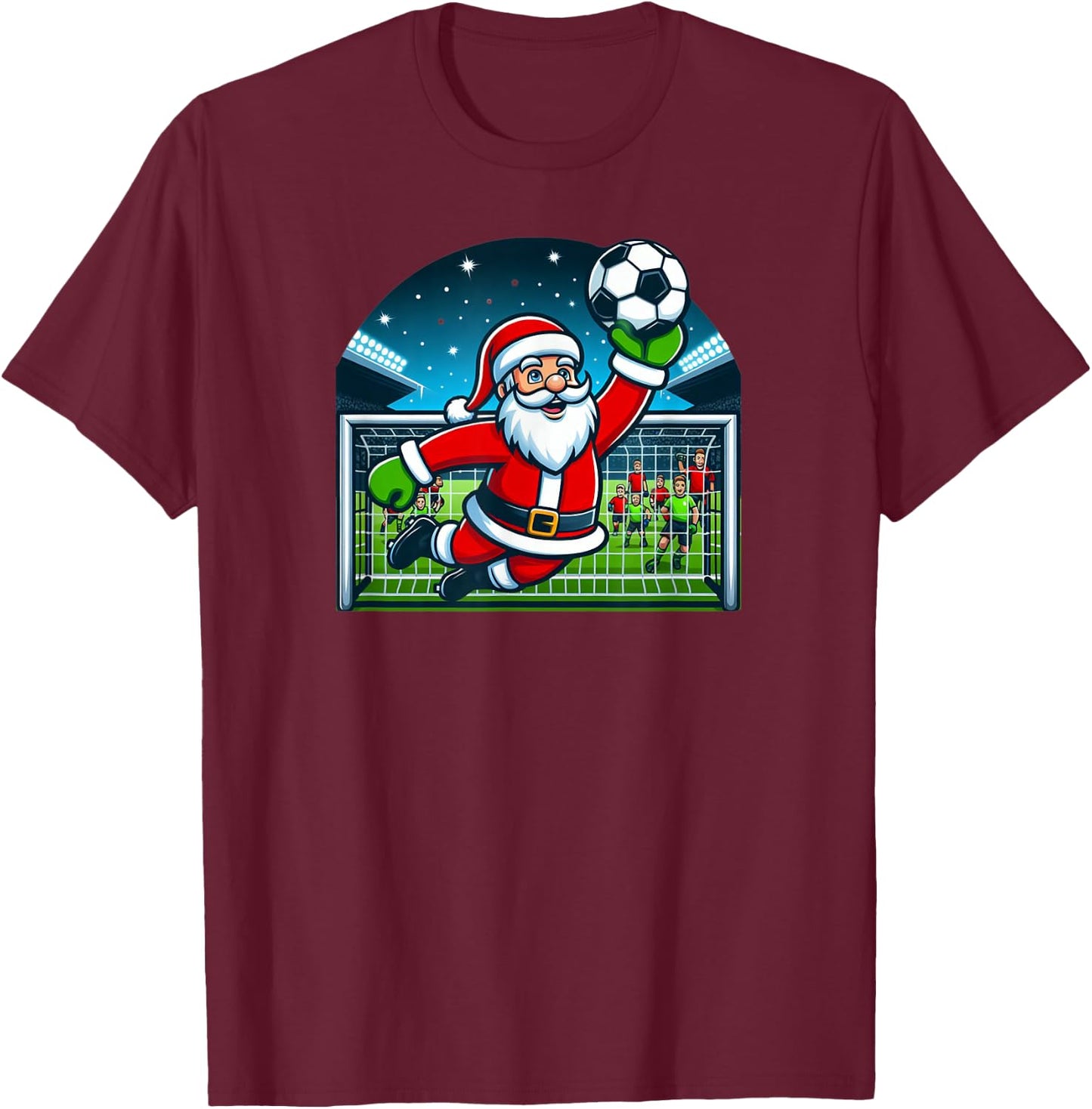 Goalkeeper Soccer Santa Christmas Xmas T-Shirt - T-Shirt | Maroon